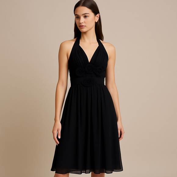 Charles Chang-Lima Dresses & Skirts - Charles Chang-Lima Silk Halter Midi Dress • Black 100% Silk Size 6, Retail $1140